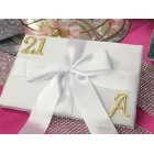 Adult Birthday Anniversary Signature Guest Book with Rhinestone Gold Monogram Number And Letter 
